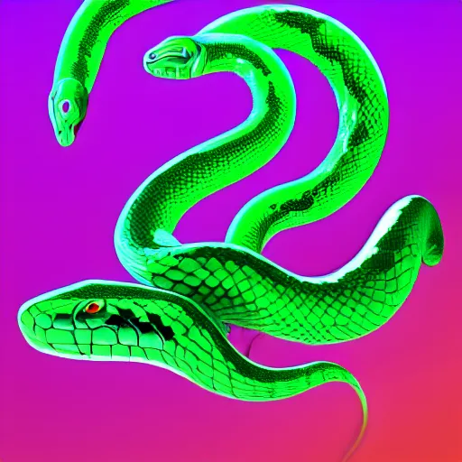Prompt: green python snake head in hoodie, portrait, vaporwave, synthwave, neon, vector graphics, cinematic, volumetric lighting, f 8 aperture, cinematic eastman 5 3 8 4 film, photorealistic