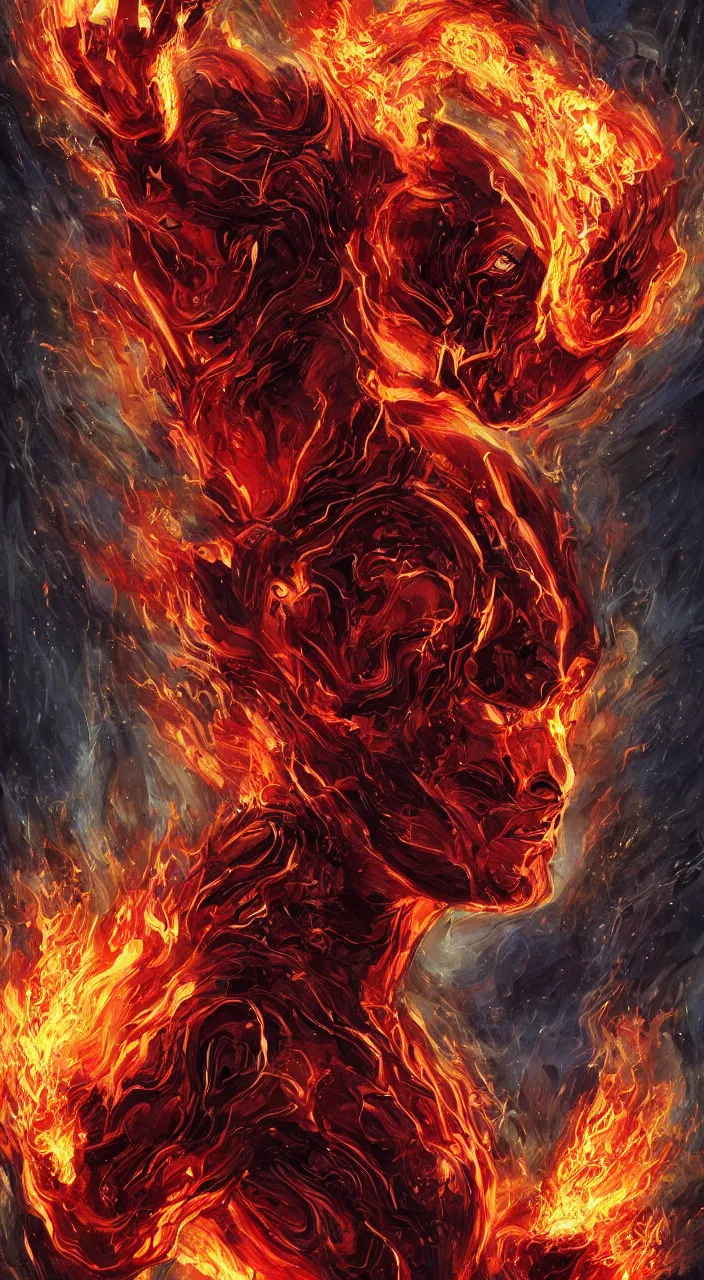 Prompt: full body concept art of Human Torch made with fire sparks by Marc Simonetti + beautiful eyes, beautiful face + symmetry face, symmetry body + border and embellishments inspiried by occult insignia, fractals in the background, galaxy + baroque, gothic, surreal + highly detailed, intricate complexity, epic composition, magical atmosphere + masterpiece, award winning + trending on artstation