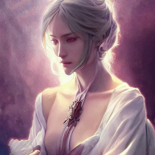 Image similar to ultra realistic illustration, dumbledore anime, intricate, elegant, highly detailed, digital painting, artstation, concept art, smooth, sharp focus, illustration, art by artgerm and greg rutkowski and alphonse mucha