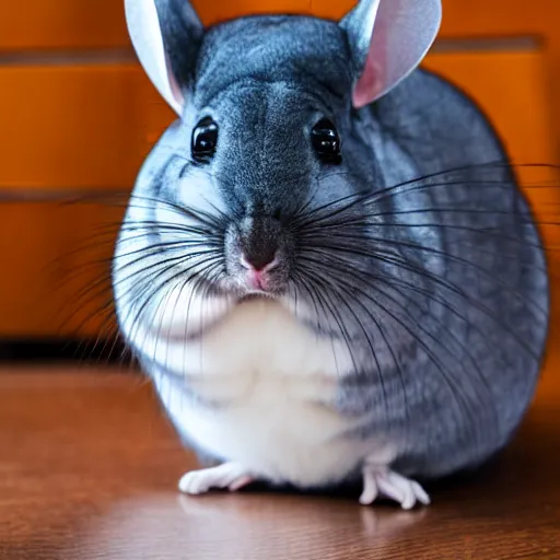 Prompt: a Chinchilla dressed up in a business suit