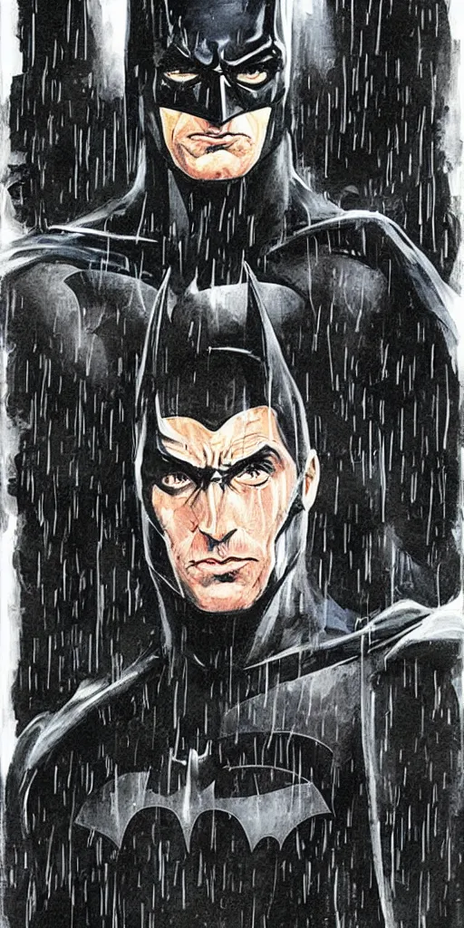 Prompt: portrait of batman, by neil gaiman