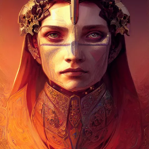 Image similar to portrait of a mystical knight, mystic, spiritual, strange, science fiction, intricate, headshot, highly detailed, digital painting, artstation, concept art, sharp focus, cinematic lighting, illustration, art by artgerm and greg rutkowski, alphonse mucha, cgsociety