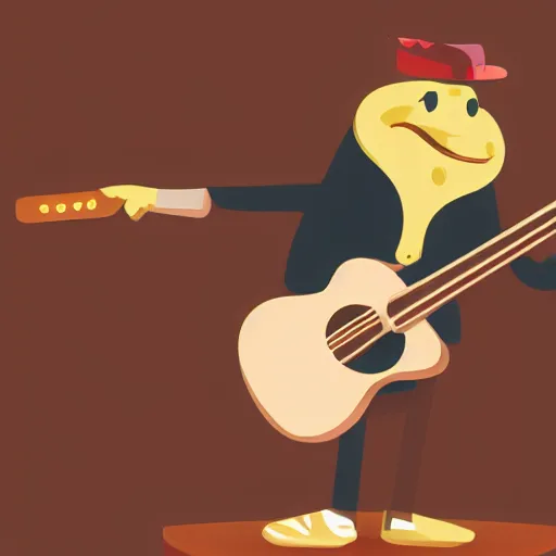 Prompt: an anthropomorphic pancake playing guitar