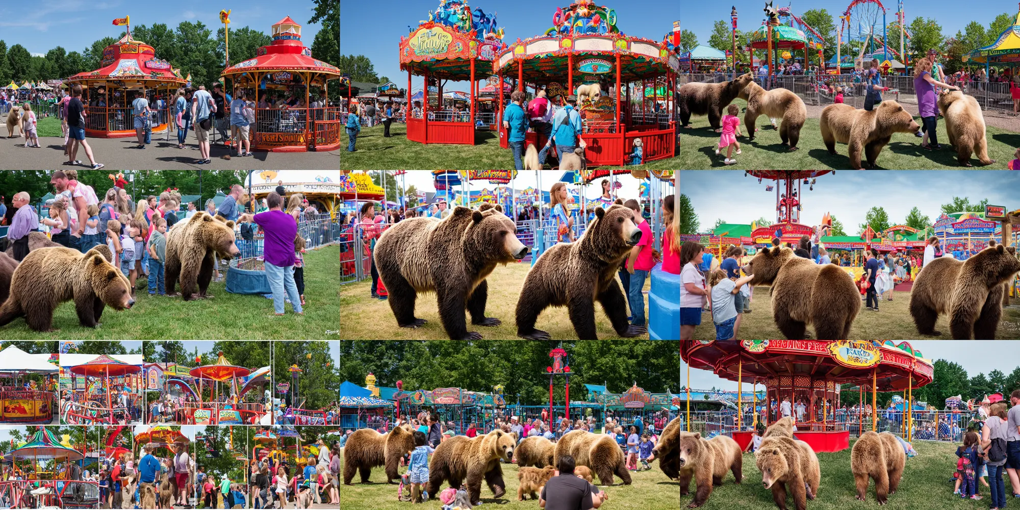 Prompt: fair rides petting zoo grizzly focus photography