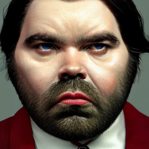 Image similar to hyperrealistic mixed media image of matt berry as jackie daytona, stunning 3 d render inspired art by xiang duan and thomas eakes and greg rutkowski, perfect facial symmetry, hyper realistic texture, realistic, highly detailed attributes and atmosphere, dim volumetric cinematic lighting, 8 k octane detailed render, post - processing, masterpiece,