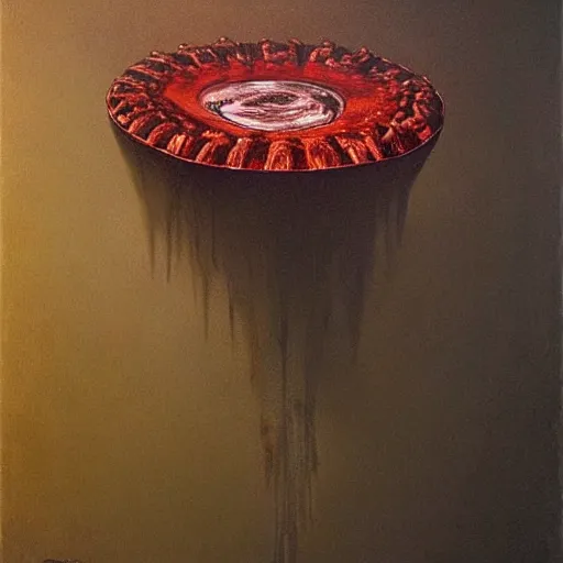 Image similar to meat jelly aspic on bone plate, incenerate painting by david cronenberg, beksinski, bernie wrightson, trending on artstation, horror film, creepypasta