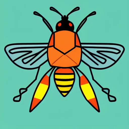 Image similar to icon of a bee doing science, colored pencils, low poly render, vector art, flat colors, by eric carle