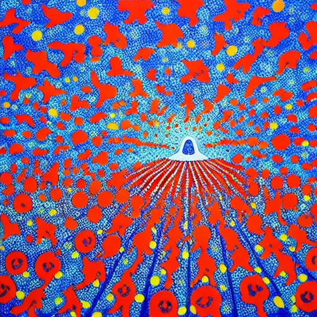 Image similar to a beautiful painting there were many doves of peace in the nuclear explosion, by kusama miyama realistic oil painting