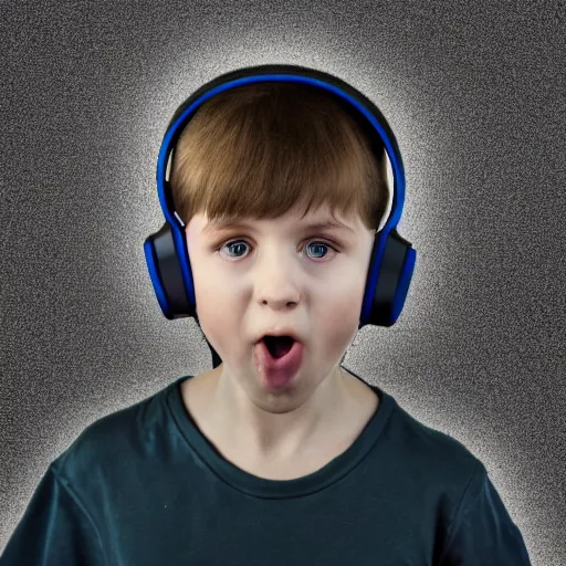 Prompt: angry russian kid shouting cyka blyat in his RGB headset microphone, grainy, gritty, liminal room background