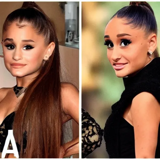 Image similar to ariana grande morphed into a dwayne johnson