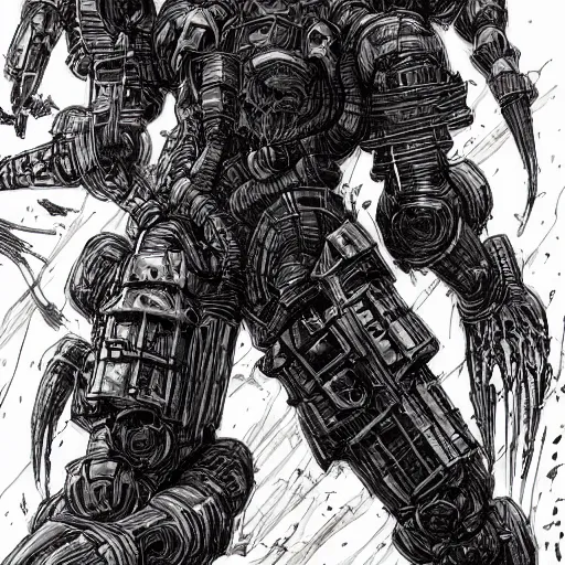 Image similar to doom slayer, tsutomu nihei art