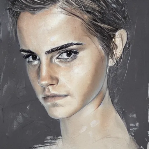 Prompt: Portrait of Emma Watson, sad, art by Guy Denning, extremely detailed, 4K, award winning.