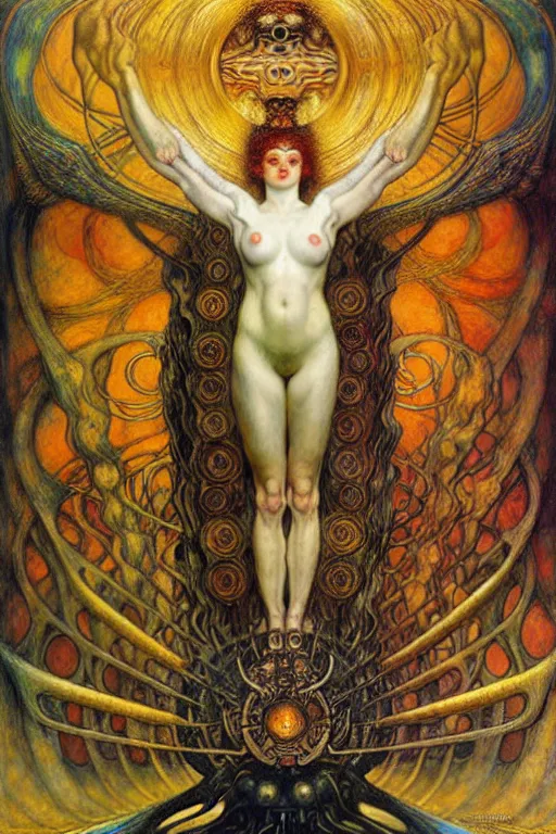 Image similar to Divine Chaos Engine by Karol Bak, Jean Delville, William Blake, Gustav Klimt, and Vincent Van Gogh, symbolist, visionary