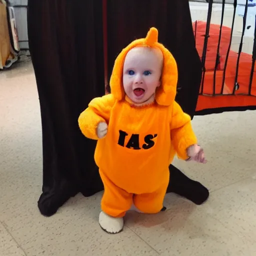 Image similar to cute baby chick dressed as an inmate