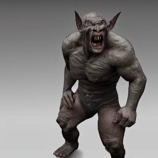 Image similar to an orc, full body, high detail, hd render 8 k 3 d, photorealistic, dramatic lighting