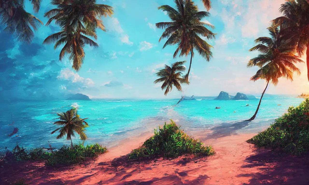 Image similar to paradise beach by alena aenami artworks in 4 k