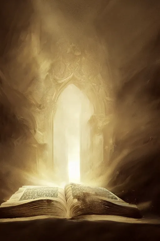 Image similar to A old dusty book opening a magical portal, dramatic lighting, cinematic, establishing shot, extremely high detail, foto realistic, cinematic lighting, post processed, concept art, high details, cinematic, 8k resolution, beautiful detailed, photorealistic, digital painting, artstation, concept art, smooth, sharp focus, artstation trending, octane render, unreal engine