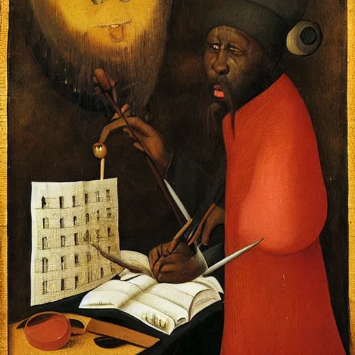 Image similar to thelonius monk by hieronymus bosch