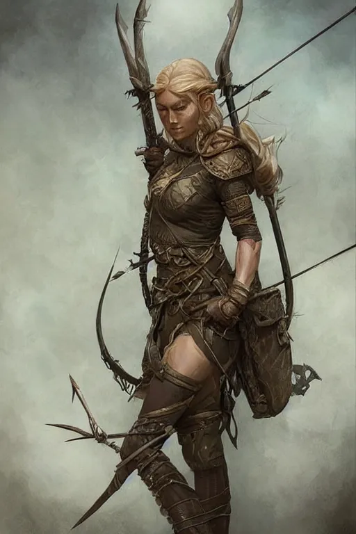 Image similar to dirty survivalist elven archer, highly detailed, d & d, fantasy, portrait, highly detailed, headshot, digital painting, trending on artstation, concept art, sharp focus, illustration, art by artgerm and greg rutkowski and magali villeneuve