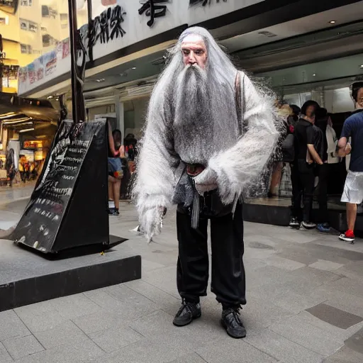 Image similar to gandalf hypebeast in hong kong