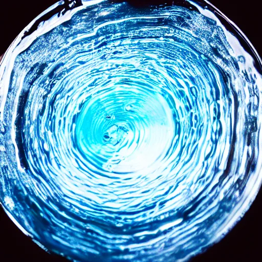 Prompt: photo of a glass of water with an ocean wave inside - n 9