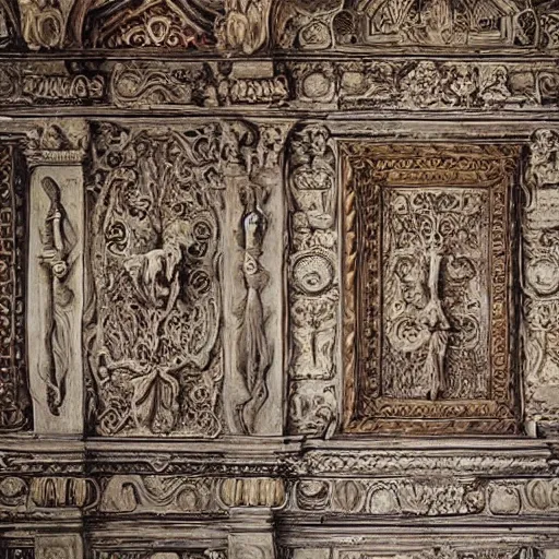 Image similar to ornate wall, full of paintings of angels, texture symmetrical highly detailed