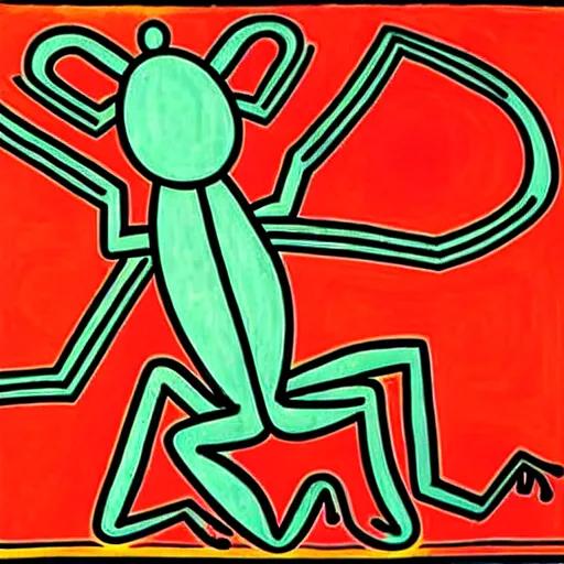 Image similar to praying mantis demon by keith haring