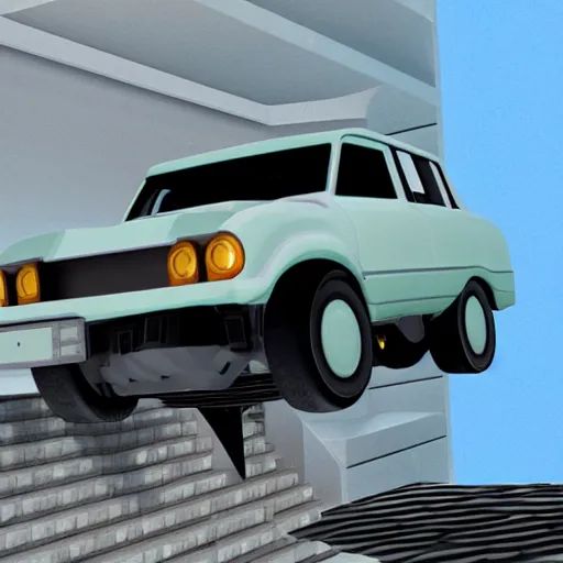 Prompt: Render of a SUV in Super Mario 64