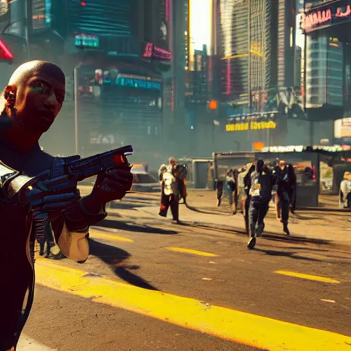 Image similar to 2 1 savage in cyberpunk 2 0 7 7, gameplay screenshot, detailed