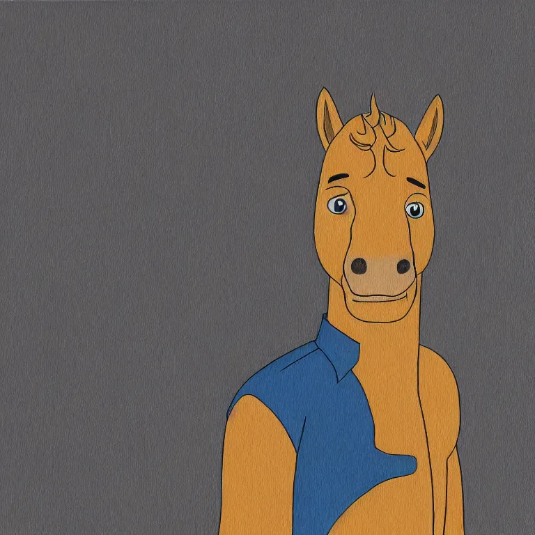 Image similar to portrait of bojack horseman, detailed painting, distance, middle centered, hd, hq, high resolution, high detail, 4 k, 8 k