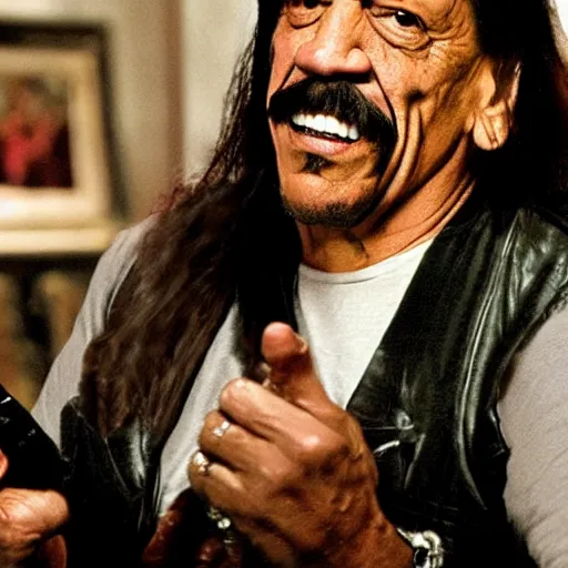 Prompt: danny trejo in a romantic comedy