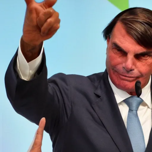 Prompt: bolsonaro handing a middle finger