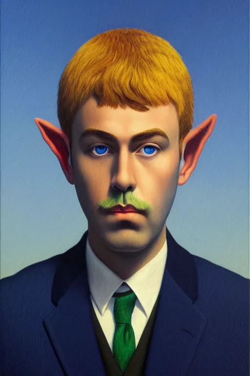 Image similar to night elf portrait by rene magritte, intricate, sharp focus, illustration, highly detailed, digital painting, concept art, masterpiece