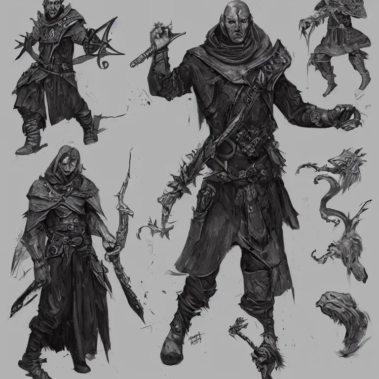 Image similar to concept art of a brutal and sarcastic sorcerer/mercenary in the style of high fantasy art in the style of anti-art trending on artstation deviantart Pinterest detailed High Resolution HD 8k