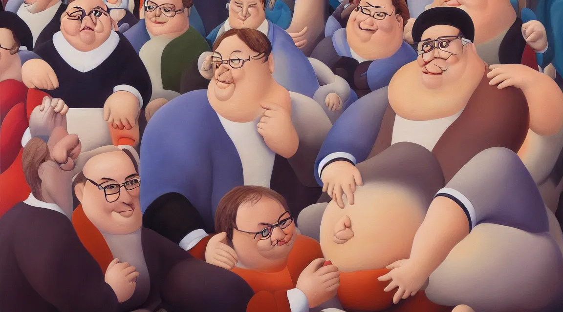 Image similar to Wallpaper of Linus Torvalds painted by fernando botero