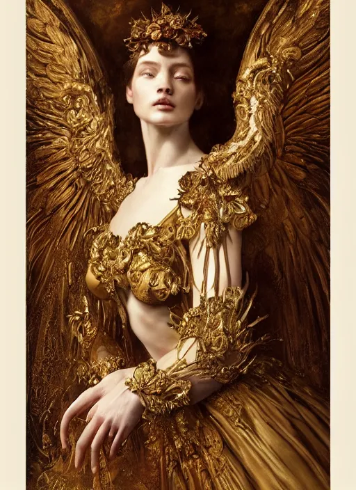 Prompt: highly detailed oil painting | very intricate | cinematic lighting | award - winning | divine sixtine chapel angelic ceremonial fashion by alexander mcqueen | by roberto ferri, by tom bagshaw, by j. c. leyendecker and klimt, american romanticism, by austin osman spare, artstation, cgsociety, official art, octane