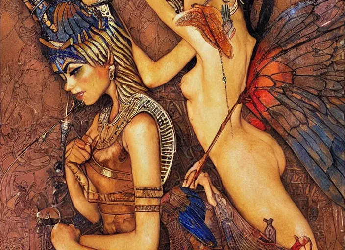 Image similar to egyptian fairy painting carved in amber by chiara bautista and norman rockwell and greg rutkowski weta studio