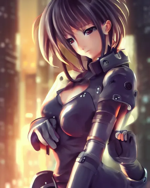 Image similar to portrait of anime girl in mechanic armor in night tokyo by makoto sinkai, perfect face, fine details