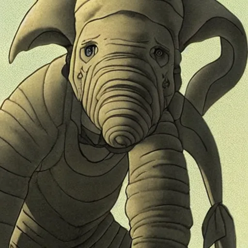 Prompt: joseph merrick ( the elephant man ) as a titan in the anime attack on titan