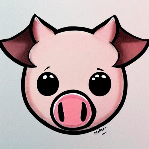 Image similar to face of cutest pig in the world. Artistic. Concept art. Drawing. High details. Artstation. Cute.