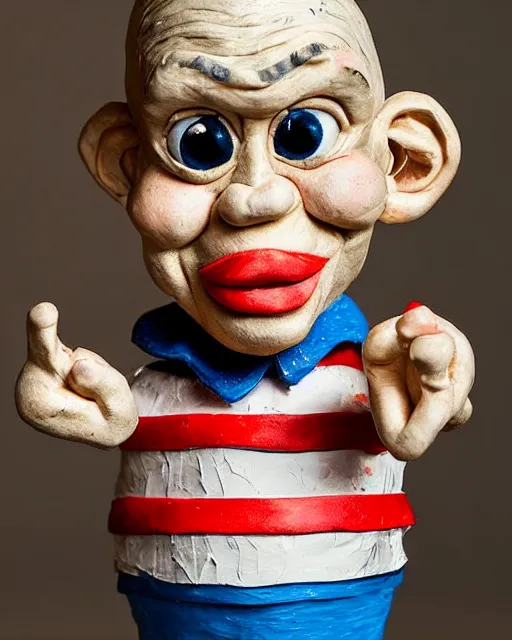 Prompt: an papier mache popeye by will kurtz, realistic, very detailed, complex, intricate, studio lighting, bokeh, sigma 5 0 mm f 1. 4