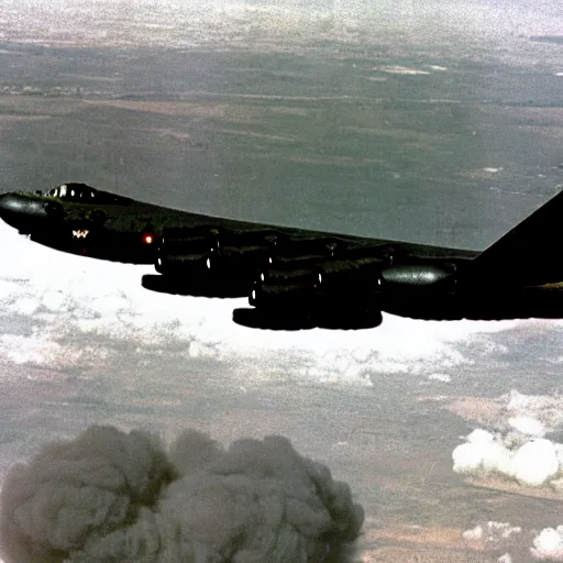 Image similar to realistic b - 5 2 dropping bombs in vietnam