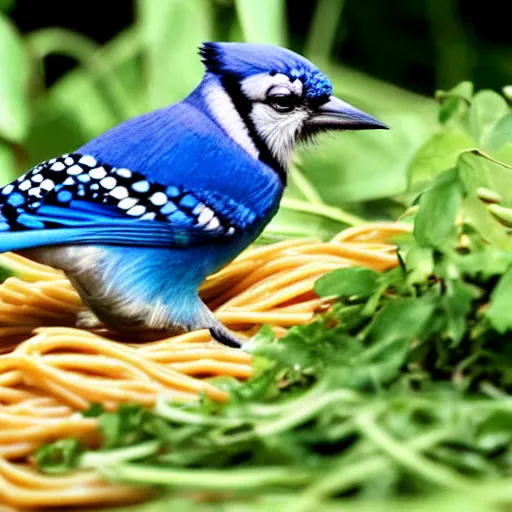 Image similar to bluejay eating spaghetti