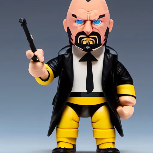 Prompt: Head-to-shoulder shot of a Triple H vinyl figure as a villain, 3d, high quality, depth of field, high contrast, 8k, concept art