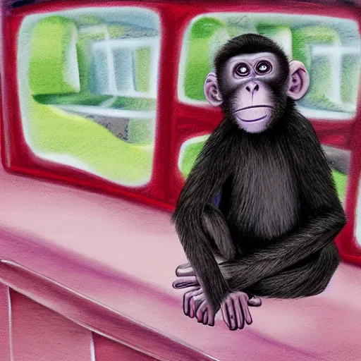 Image similar to monkey in bus, photorealism