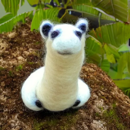 Image similar to a needle felted dratini, needle felting art.