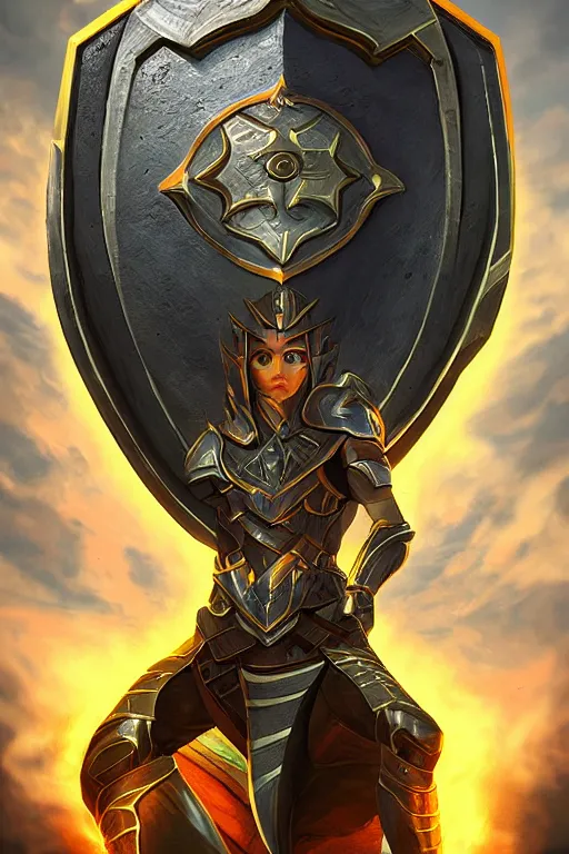 Image similar to shield fantasy epic legends game icon stylized digital illustration radiating a glowing aura global illumination ray tracing hdr fanart arstation by ian pesty and katarzyna da „ bek - chmiel