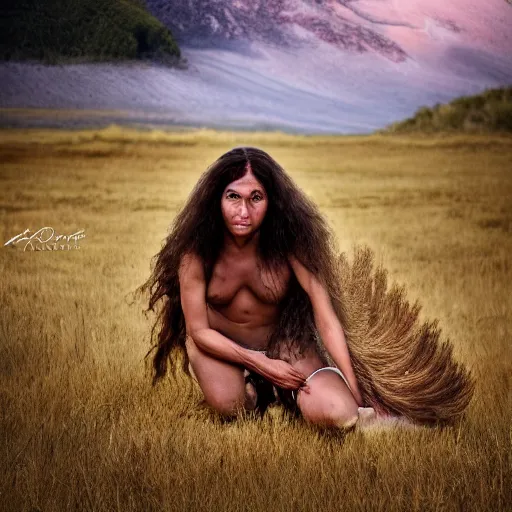 Prompt: cavewoman, award winning photography