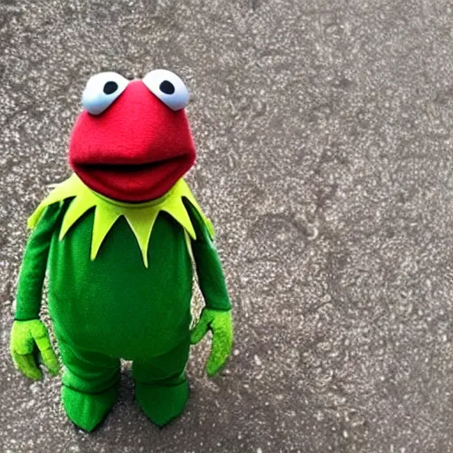 Image similar to “ kermit the frog joining a street gang ”