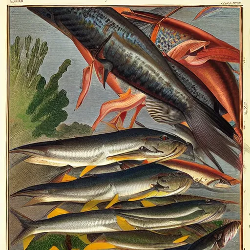 Image similar to sardine in a can, extremely detailed masterpiece, illustration, colorful, by john james audubon,